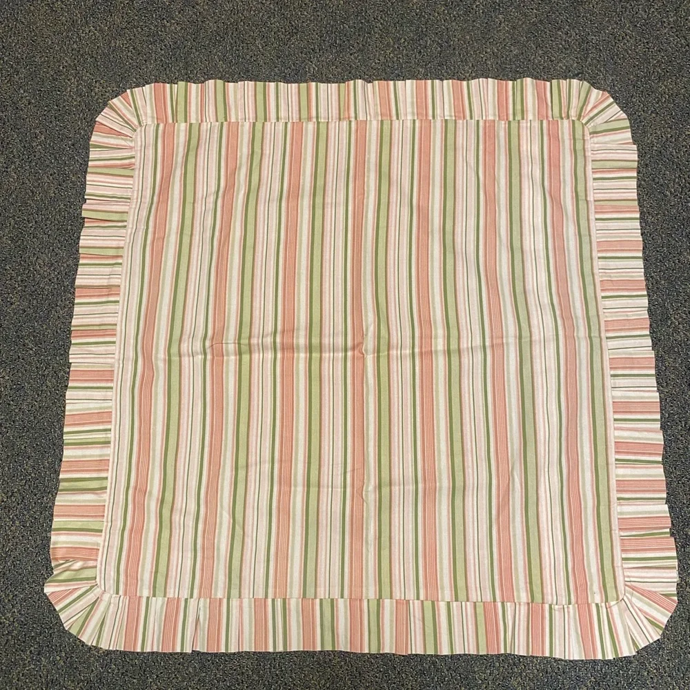 Striped Ruffled 2 Pillowcase - Pink & Green Earth Tone Retro